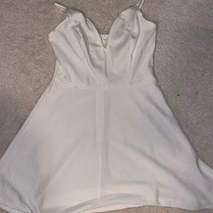 White Spaghetti Strap Flare Dress